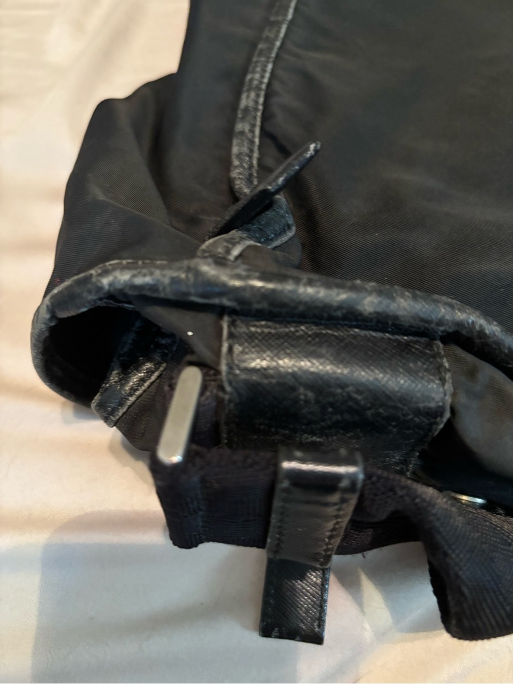 Authentic Vintage Prada Black Tessuto Nylon Double Buckle Messenger Bag - Picture 6 of 16